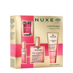 Coffret La Fête en Rose Huile Multi-Fonctions, Parfum, Gel Douche & Bougie 