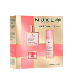 Coffret Rose à l'Infini Huile Multi-Fonctions, Eau Micellaire & Baume à Lèvres 