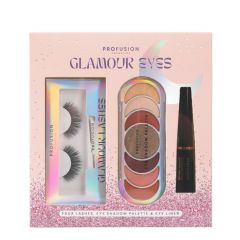 Coffret Glamour Eyes Kit Faux Cils, Palette Fards à Paupières & Eyeliner 