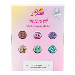 Coffret Fierté 6 Pots de Paillettes, 1 Baume Applicateur, 1 Pinceau & 1 Pochon  - Si si la paillette - Maquillage - Visuel 1