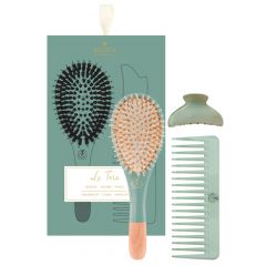 Coffret Trio Eucalyptus Brillance Brosse Démêlage et Brillance, Peigne & Pince 