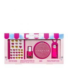 Coffret Kids Glitter Girl Rose Strass, Vernis, Miroir & Baume à Lèvres 