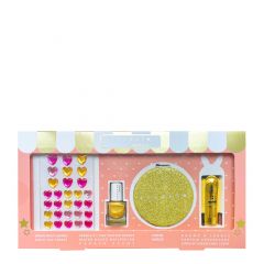 Coffret Kids Glitter Girl Doré Strass, Vernis, Miroir & Baume à Lèvres 