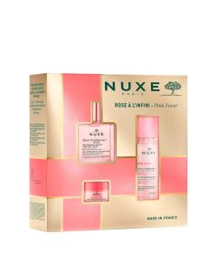 Coffret Rose à l'Infini Huile Multi-Fonctions, Eau Micellaire & Baume à Lèvres 