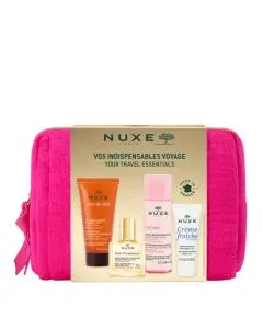 Coffret Trousse Voyage Eau Micellaire, Crème de Jour, Gel Lavant & Huile Prodigieuse 