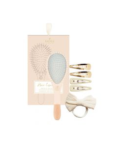 Coffret Mon Kit coiffure Brosse nylon petit format + 4 clic clacs + elastique nœud 