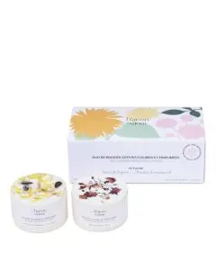 Duo de bougies fleuries et parfumées - Le fleuri Coffret Duo de bougies fleuries 80g, Parfums Rose du Séjour & Pétales de tournesol 